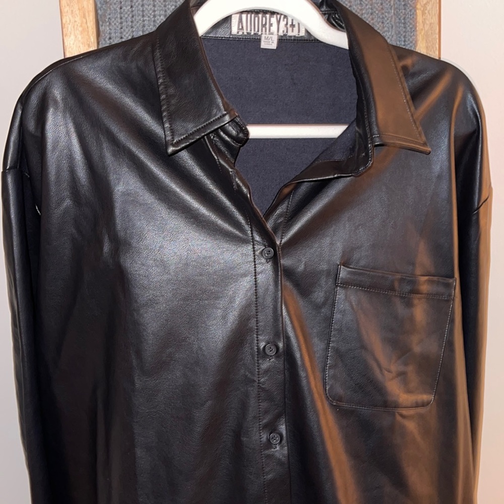 Faux leather shirt jacket size M/L